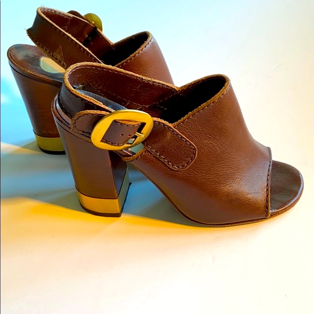 Chloe brown leather sling backs